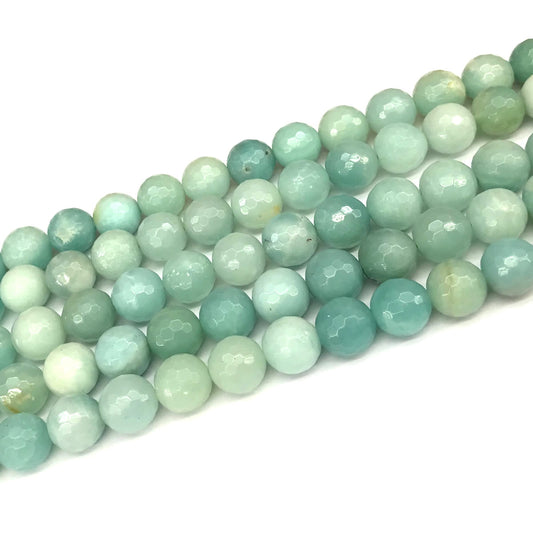 CAM68 Amazonite Gemstone Beads Faceted Round 10mm 15" Strand