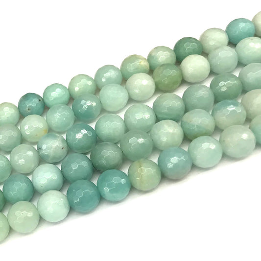 CAM69 Amazonite Gemstone Beads Faceted Round 12mm 15" Strand