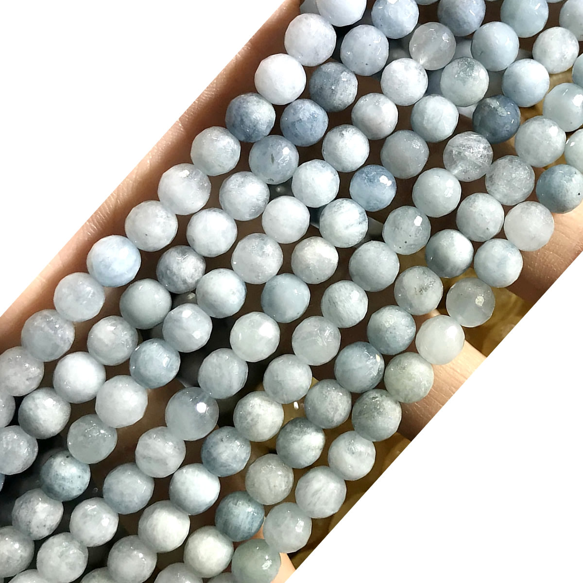 CAQ02 Aquamarine Gemstone Beads Faceted Round 6mm 15.5" Strand