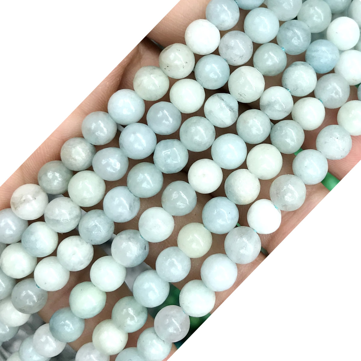 CAQ10 Aquamarine Gemstone Beads Smooth Round 6mm 15" Strand