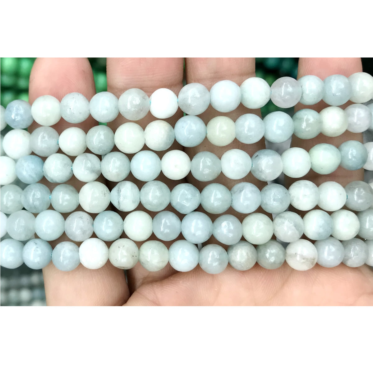 CAQ10 Aquamarine Gemstone Beads Smooth Round 6mm 15" Strand