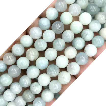 CAQ11 Aquamarine Gemstone Beads Smooth Round 8mm 15" Strand