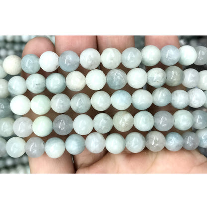 CAQ11 Aquamarine Gemstone Beads Smooth Round 8mm 15" Strand