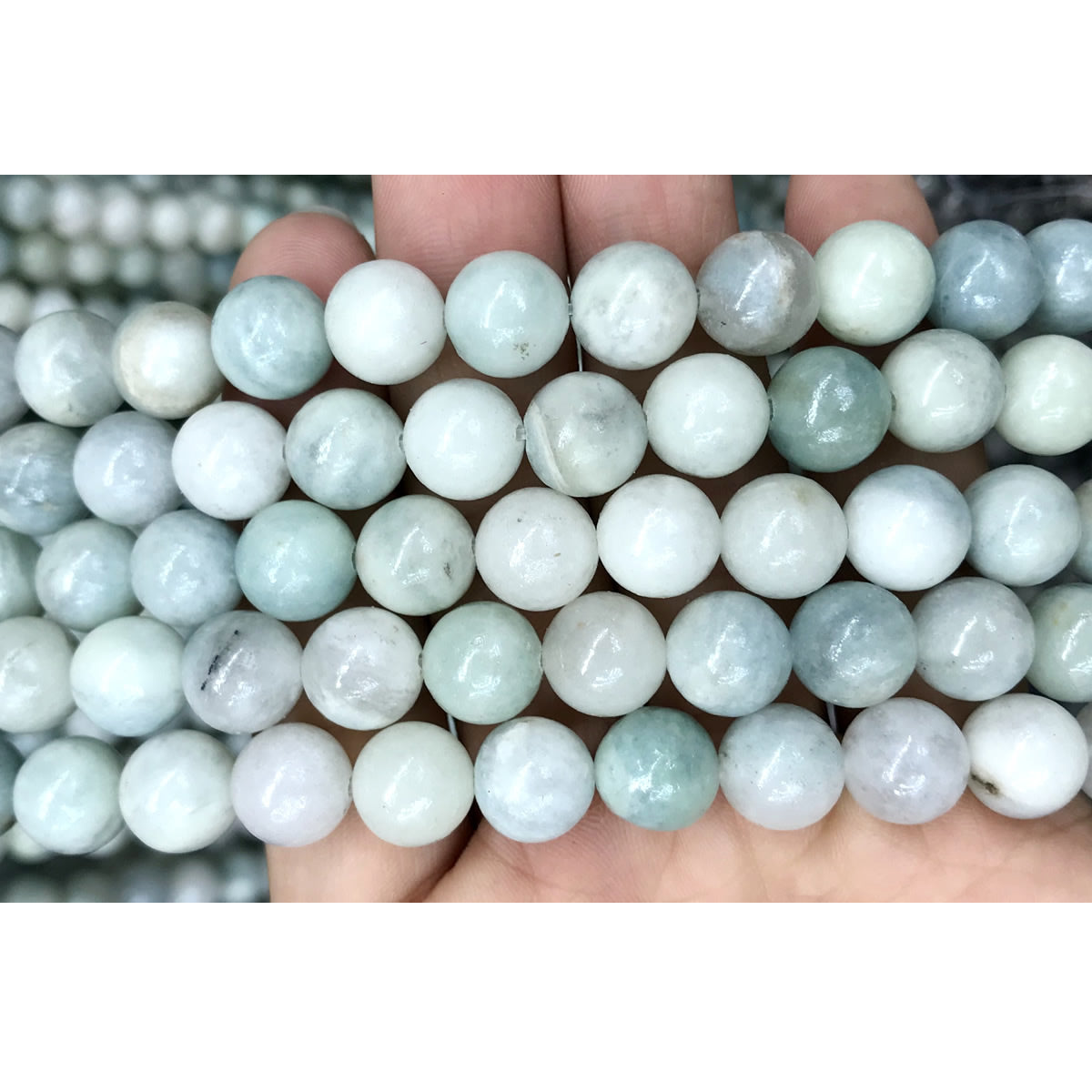 CAQ12 Aquamarine Gemstone Beads Smooth Round 10mm 15" Strand