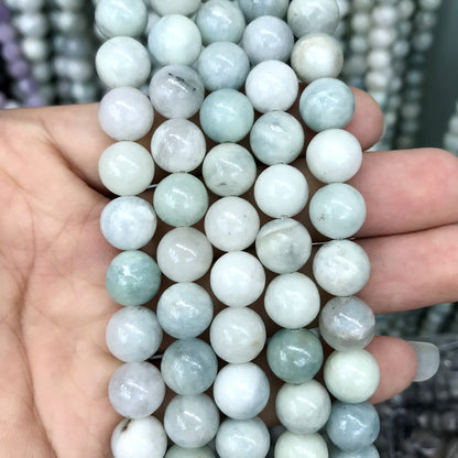 CAQ12 Aquamarine Gemstone Beads Smooth Round 10mm 15" Strand