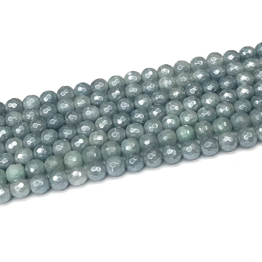 CAQ16 Imitation Aquamarine Beads Electroplated Faceted Round 6mm 15" Strand