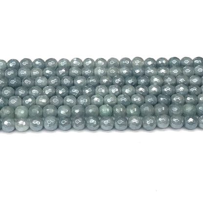 CAQ16 Imitation Aquamarine Beads Electroplated Faceted Round 6mm 15" Strand