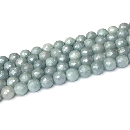 CAQ18 Imitation Aquamarine Beads Electroplated Faceted Round 10mm 15" Strand