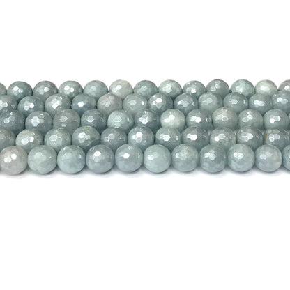 CAQ18 Imitation Aquamarine Beads Electroplated Faceted Round 10mm 15" Strand