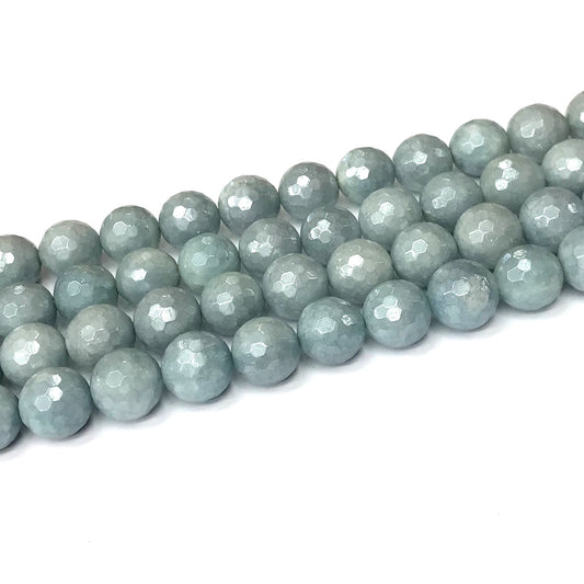 CAQ19 Imitation Aquamarine Beads Electroplated Faceted Round 12mm 15" Strand