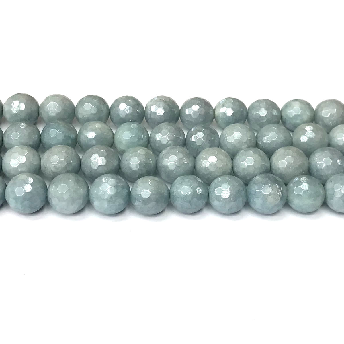 CAQ19 Imitation Aquamarine Beads Electroplated Faceted Round 12mm 15" Strand