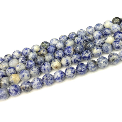 CBS09 Blue Spot Stone Beads Faceted Round 8mm 15" Strand