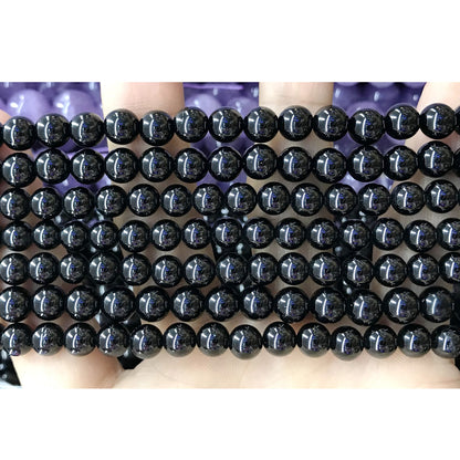 CBS101 Black Spinel Beads Smooth Round 6mm 15.5" Strand