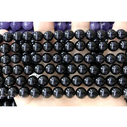 CBS102 Black Spinel Beads Smooth Round 8mm 15.5" Strand