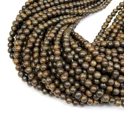 CBZ10 Bronzite Gemstone Beads Smooth Round 4mm 15" Strand