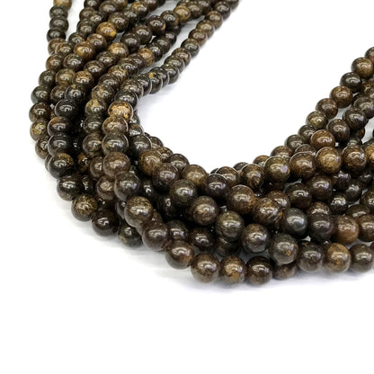 CBZ11 Bronzite Gemstone Beads Smooth Round 6mm 15" Strand