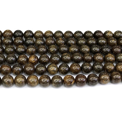 CBZ12 Bronzite Gemstone Beads Smooth Round 8mm 15" Strand