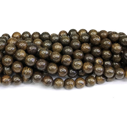 CBZ12 Bronzite Gemstone Beads Smooth Round 8mm 15" Strand