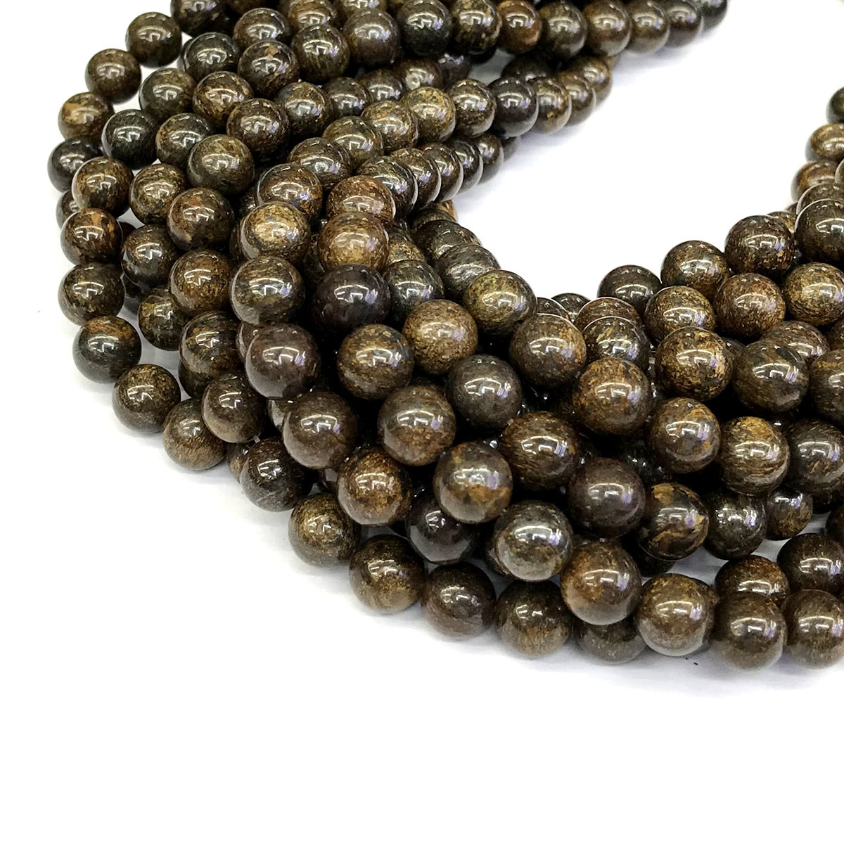 CBZ12 Bronzite Gemstone Beads Smooth Round 8mm 15" Strand