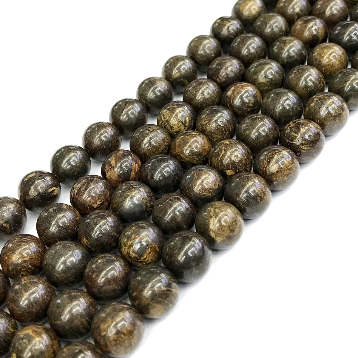 CBZ15 Bronzite Gemstone Beads Smooth Round 12mm 15" Strand