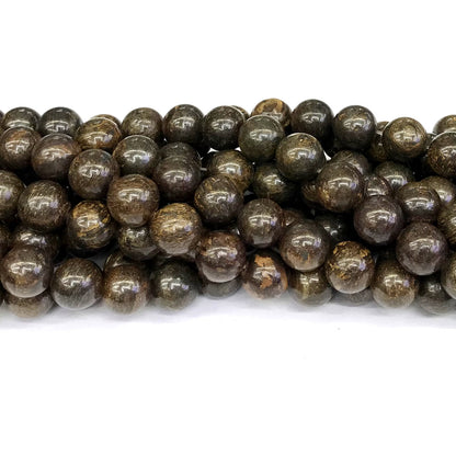 CBZ15 Bronzite Gemstone Beads Smooth Round 12mm 15" Strand