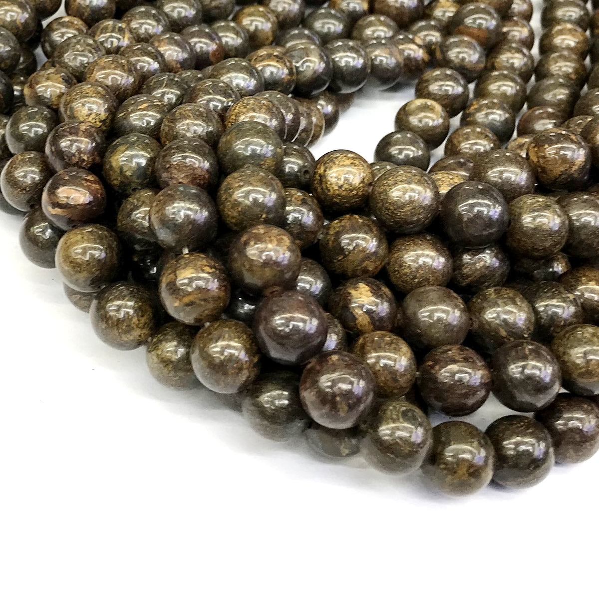 CBZ15 Bronzite Gemstone Beads Smooth Round 12mm 15" Strand