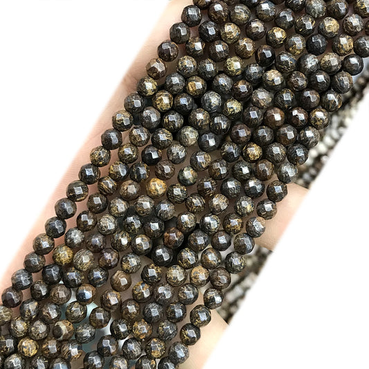 CBZ20 Bronzite Gemstone Beads Faceted Round 4mm 15" Strand