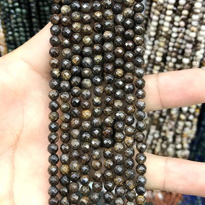 CBZ20 Bronzite Gemstone Beads Faceted Round 4mm 15" Strand