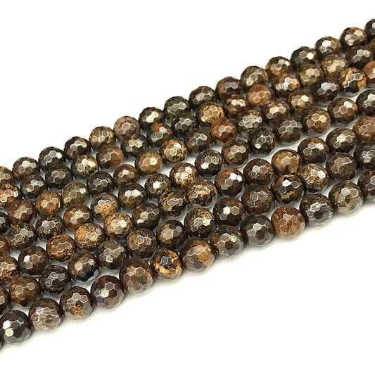 CBZ21 Bronzite Gemstone Beads Faceted Round 6mm 15" Strand