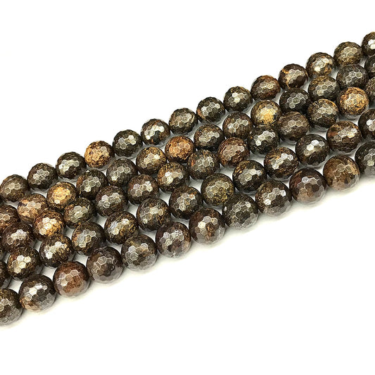 CBZ22 Bronzite Gemstone Beads Faceted Round 8mm 15" Strand