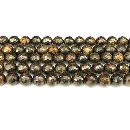 CBZ23 Bronzite Gemstone Beads Faceted Round 10mm 15" Strand