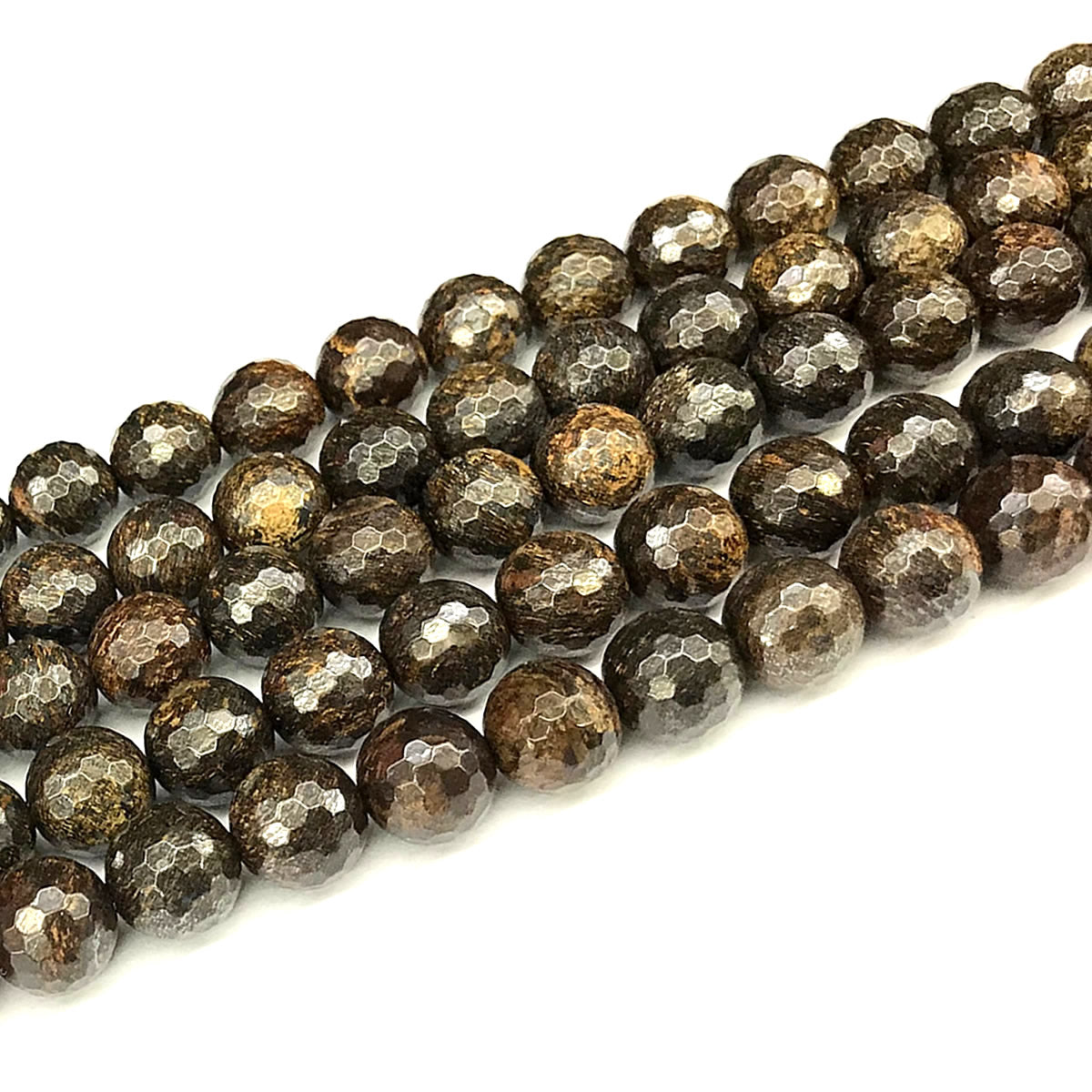 CBZ24 Bronzite Gemstone Beads Faceted Round 12mm 15" Strand