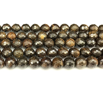 CBZ24 Bronzite Gemstone Beads Faceted Round 12mm 15" Strand