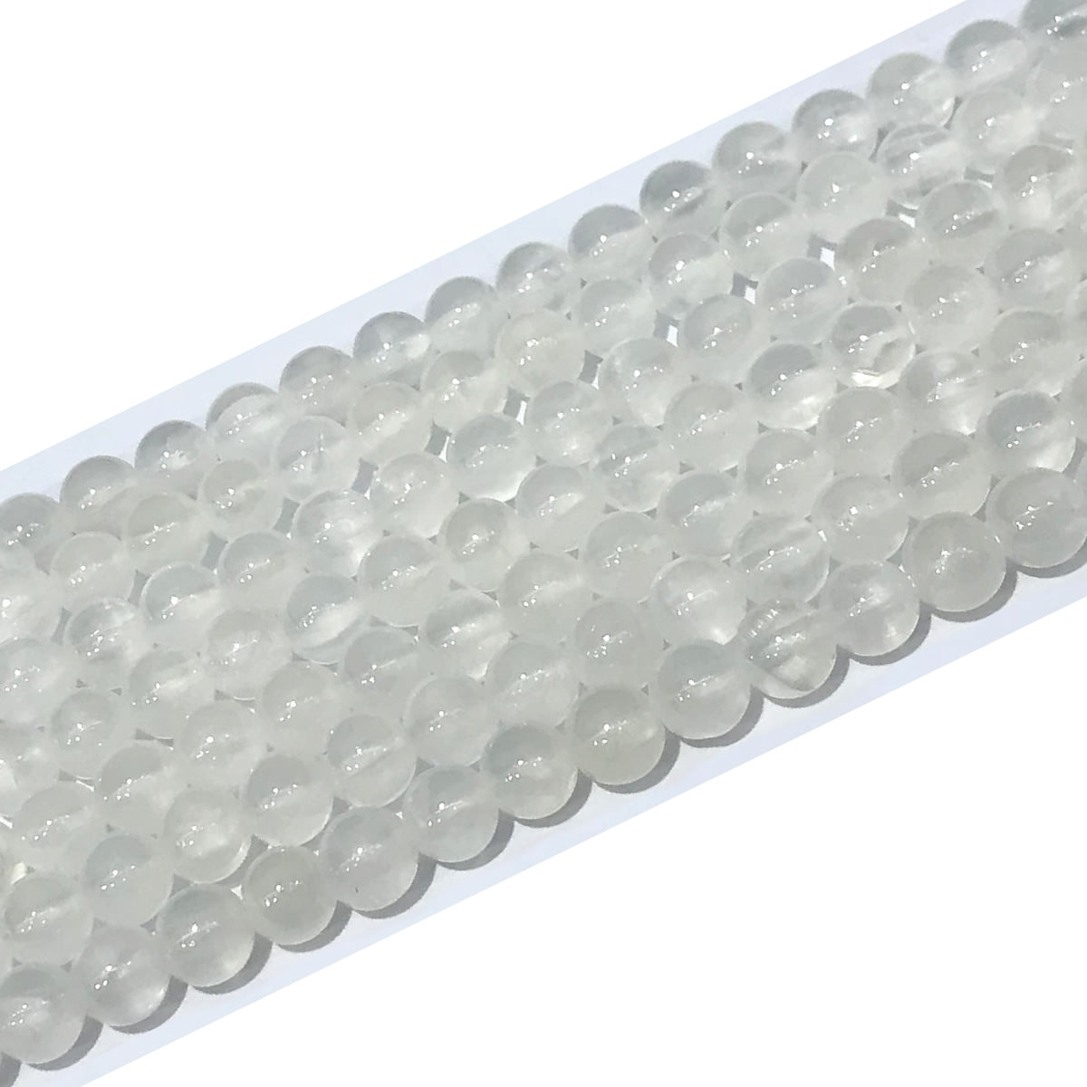 CCA20 White Calcite Gemstone Beads Smooth Round 6mm 15" Strand