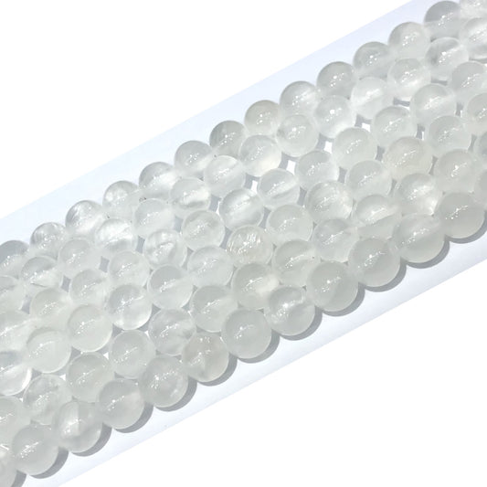 CCA21 White Calcite Gemstone Beads Smooth Round 8mm 15" Strand