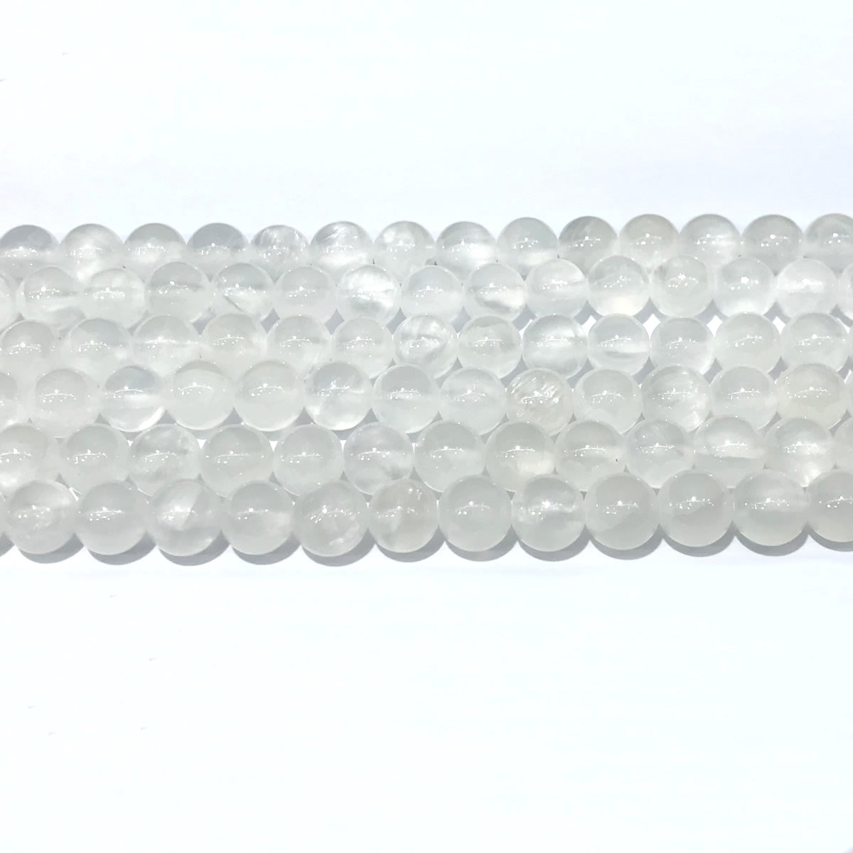 CCA21 White Calcite Gemstone Beads Smooth Round 8mm 15" Strand