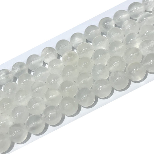 CCA22 White Calcite Gemstone Beads Smooth Round 10mm 15" Strand