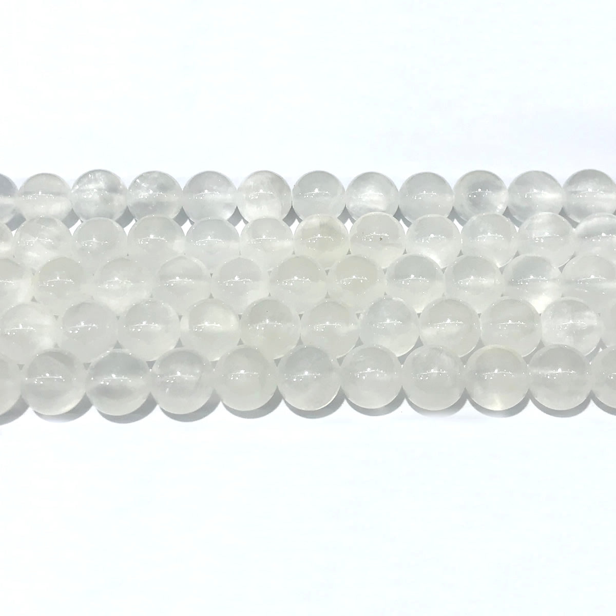 CCA22 White Calcite Gemstone Beads Smooth Round 10mm 15" Strand