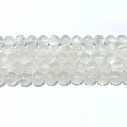 CCA22 White Calcite Gemstone Beads Smooth Round 10mm 15" Strand