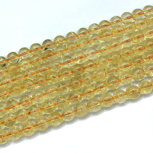 CCR10 Citrine Gemstone Beads Smooth Round 6mm 15" Strand