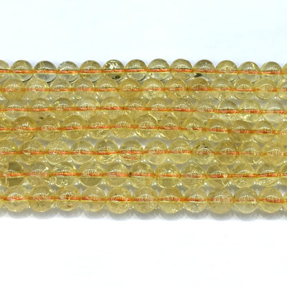 CCR10 Citrine Gemstone Beads Smooth Round 6mm 15" Strand