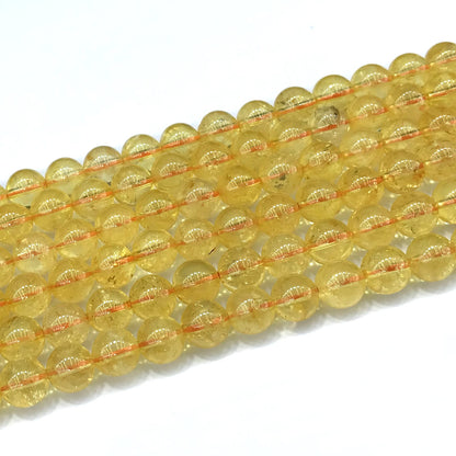 CCR11 Citrine Gemstone Beads Smooth Round 8mm 15" Strand