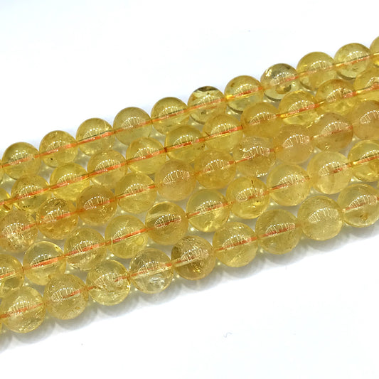 CCR12 Citrine Gemstone Beads Smooth Round 10mm 15" Strand