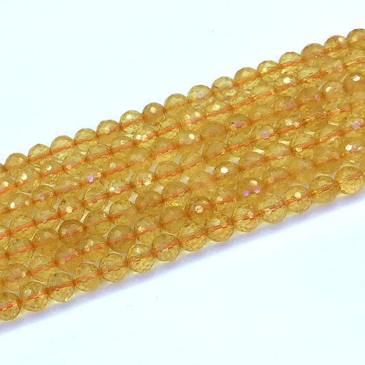 CCR16 Citrine Gemstone Beads Faceted Round 6mm 15" Strand