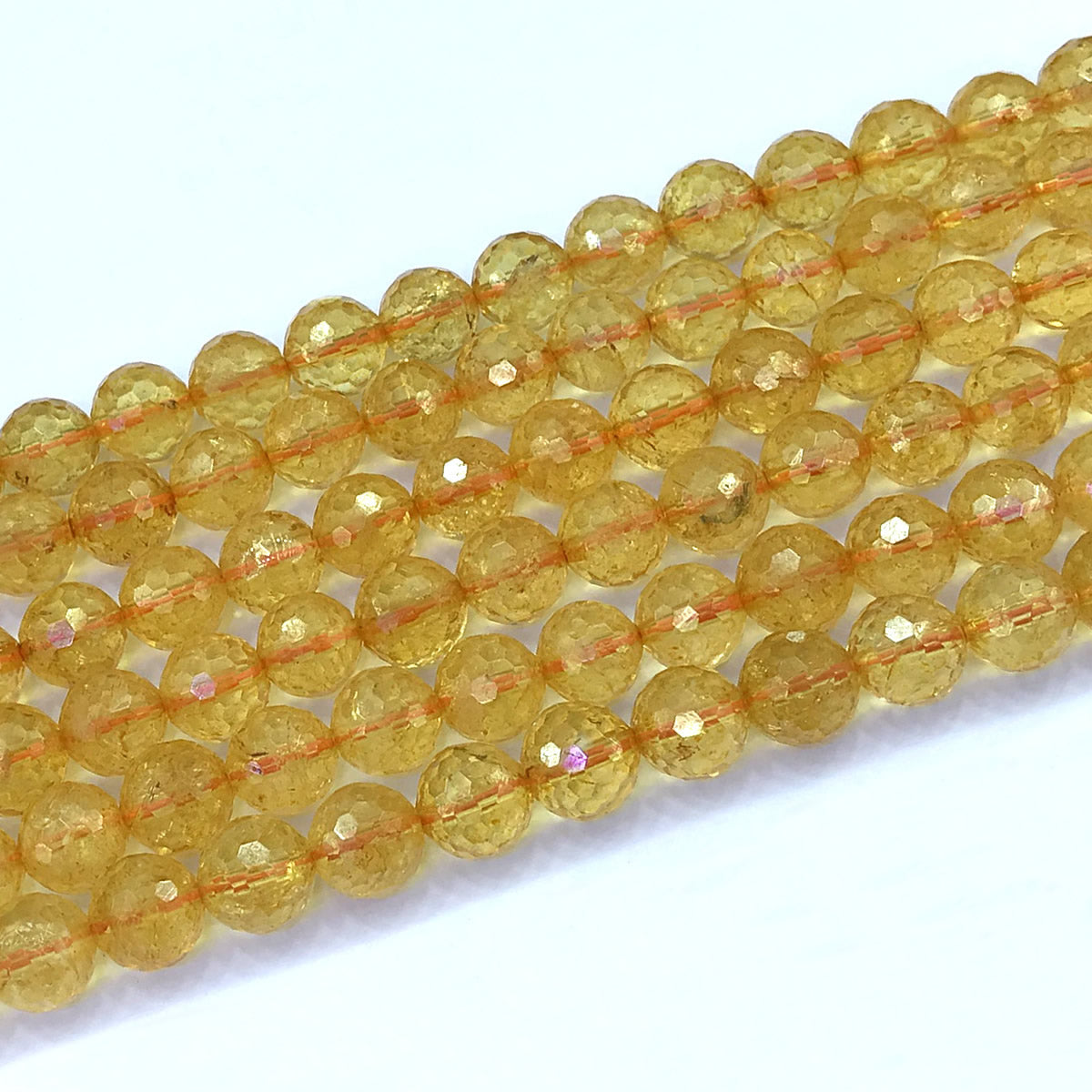 CCR17 Citrine Gemstone Beads Faceted Round 8mm 15" Strand