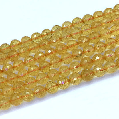 CCR17 Citrine Gemstone Beads Faceted Round 8mm 15" Strand