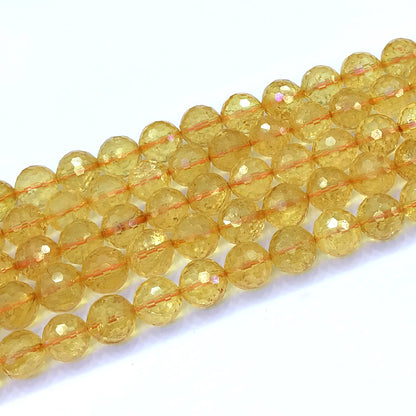 CCR18 Citrine Gemstone Beads Faceted Round 10mm 15" Strand