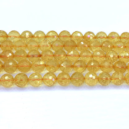 CCR18 Citrine Gemstone Beads Faceted Round 10mm 15" Strand