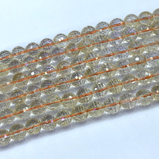 CCR22 Citrine Gemstone Beads Faceted Round 8mm 15" Strand