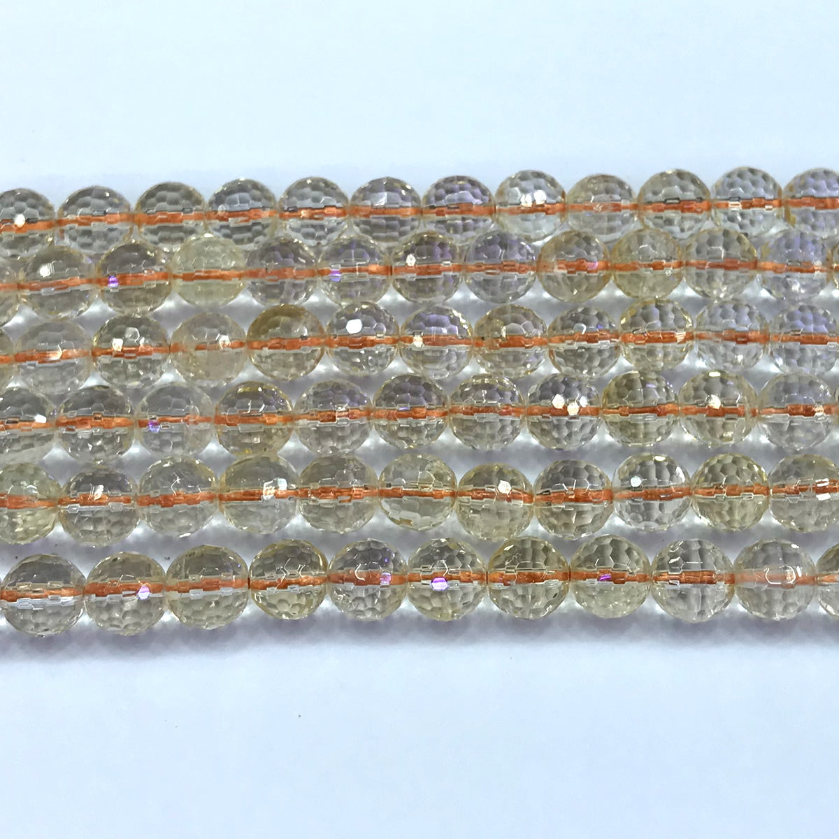 CCR22 Citrine Gemstone Beads Faceted Round 8mm 15" Strand